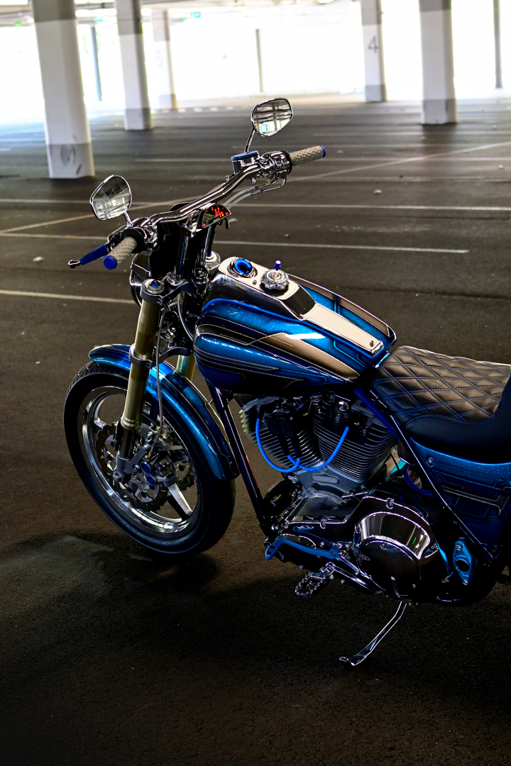 Blue anodised hardware detail